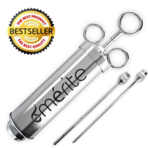 Merite 2 Oz Stainless Steel Seasoning Injector with 2 Premium Marinating Needles 